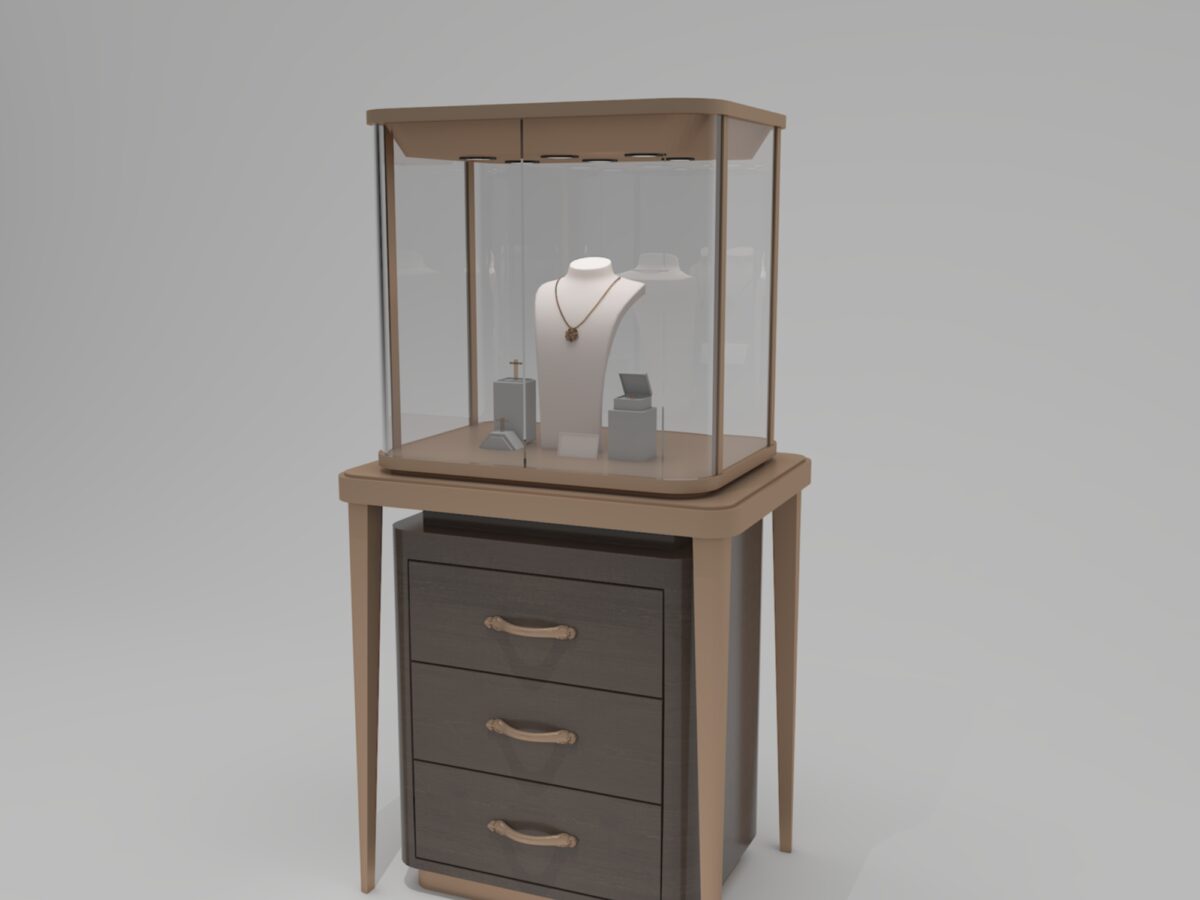 Solid Wood Vertical Jewelry Display Cabinet With Drawers