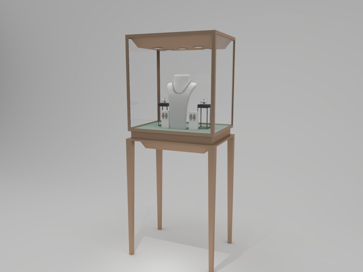 High-end ring display counter with LED lighting.