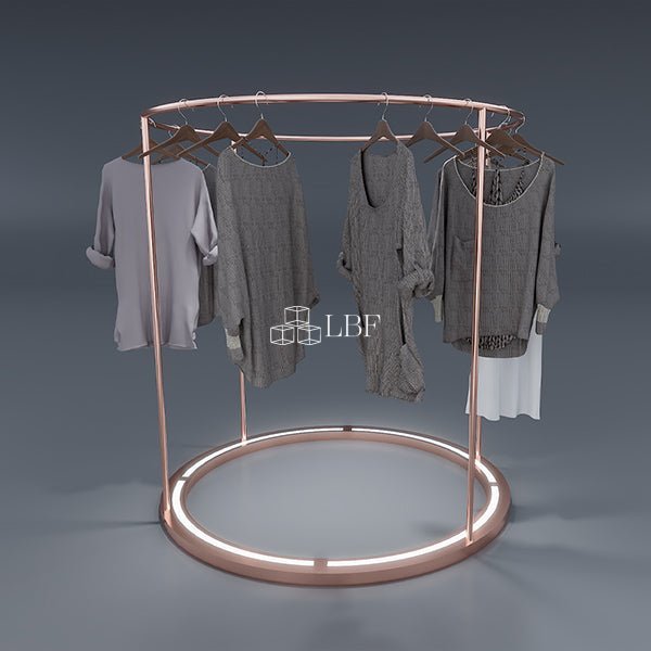 CR004 Portant métallique rond pour vêtements avec éclairage LED