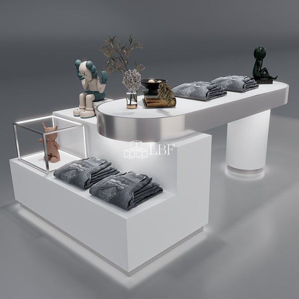 CR007 Ensemble de tables de présentation pour magasin de vêtements avec éclairage LED