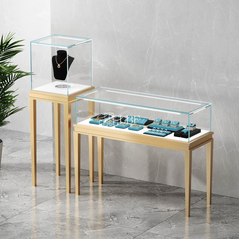 Vitrine en verre et acier inoxydable