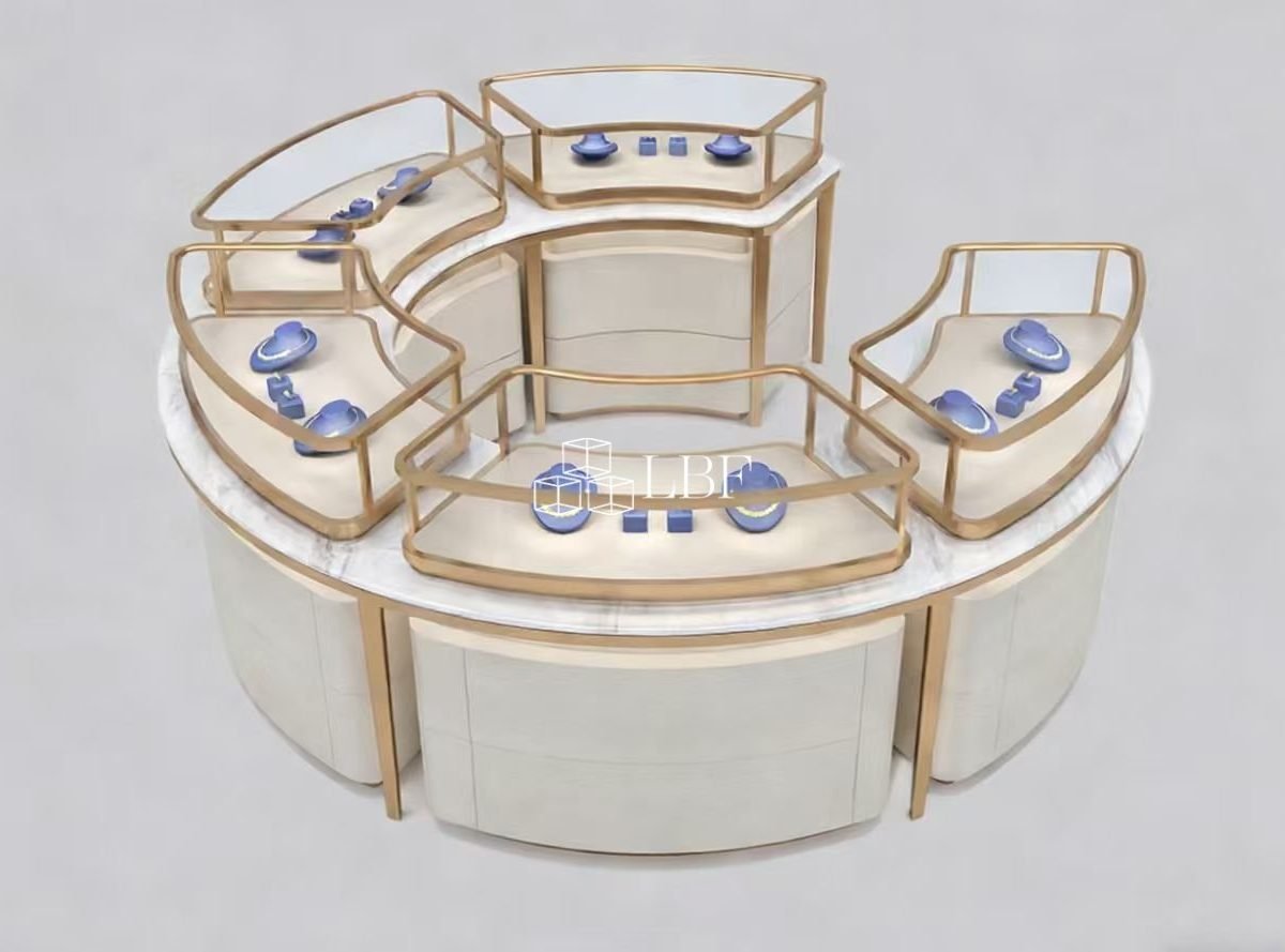 Vitrine de présentation pour bijoux haut de gamme, vitrine de présentation en forme d&rsquo;arc