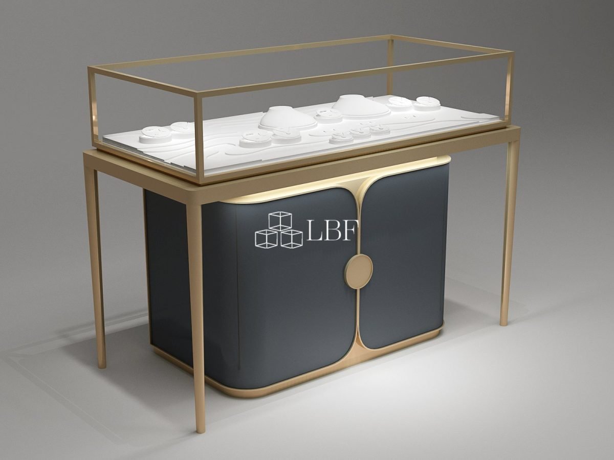 Vitrine à bijoux moderne et minimaliste, présentoir pour or et diamants