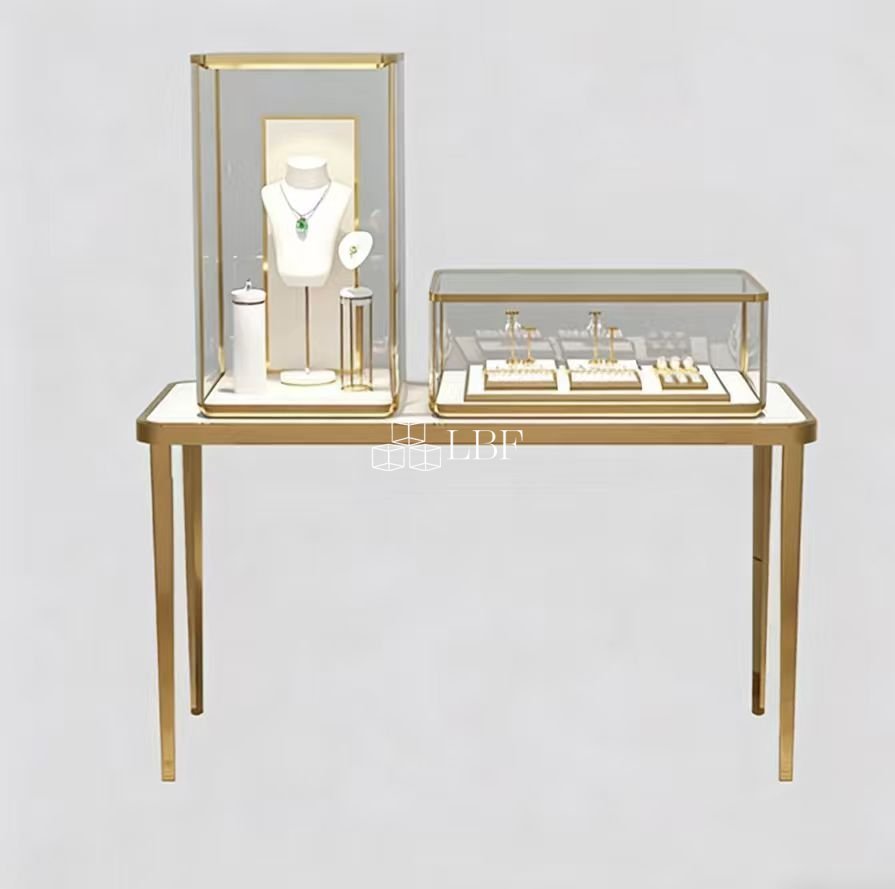 Vitrine de présentation pour bijoux en verre de style luxueux