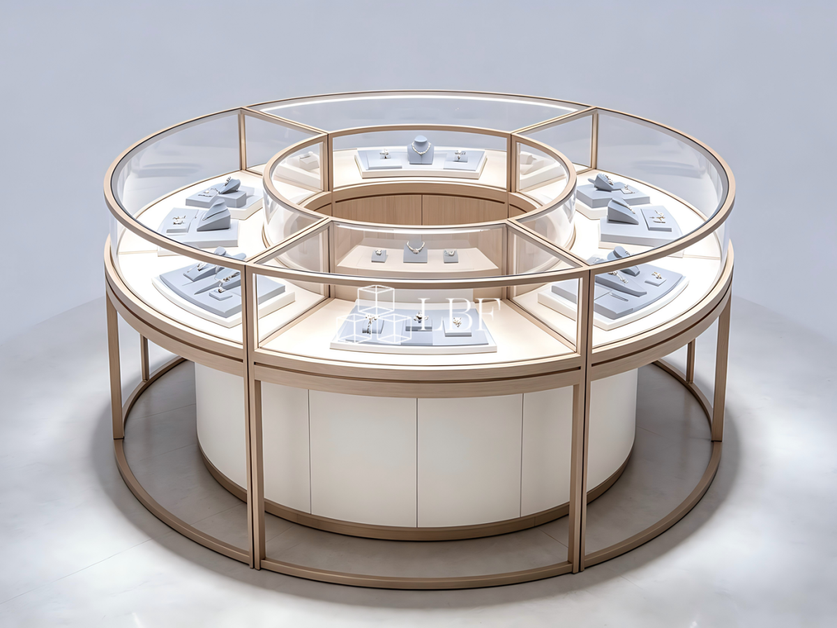 Light – vitrine à bijoux ronde de luxe