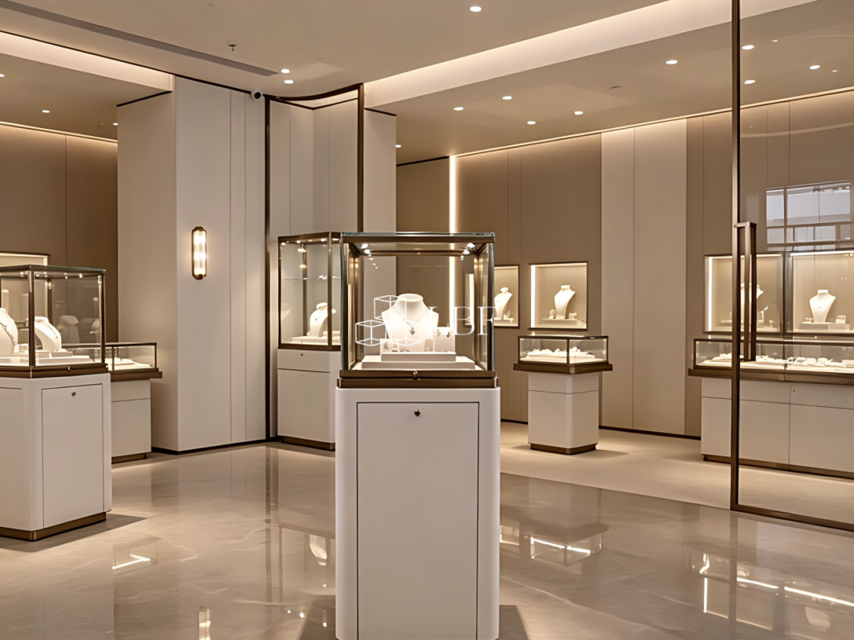 2026 Light – armoire de présentation pour bijoux carrée indépendante de luxe