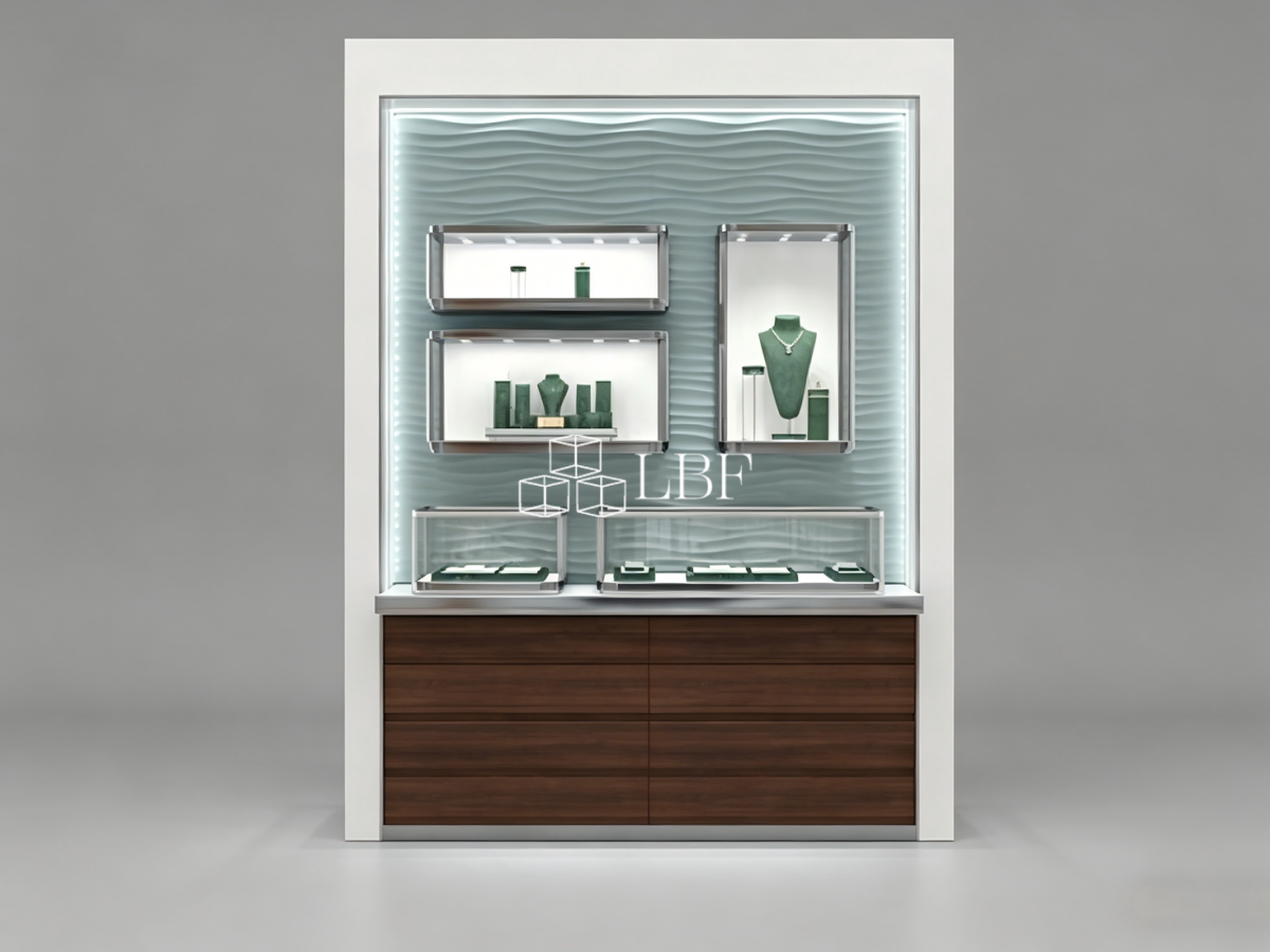 LBF encastré – armoire de présentation combinée contre le mur