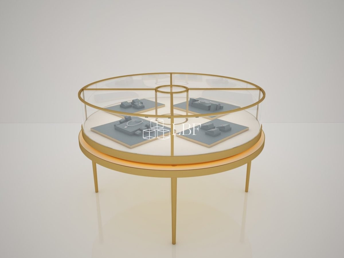 Présentoir Îlot pour Bijoux Rond à Cadre en Acier Fin