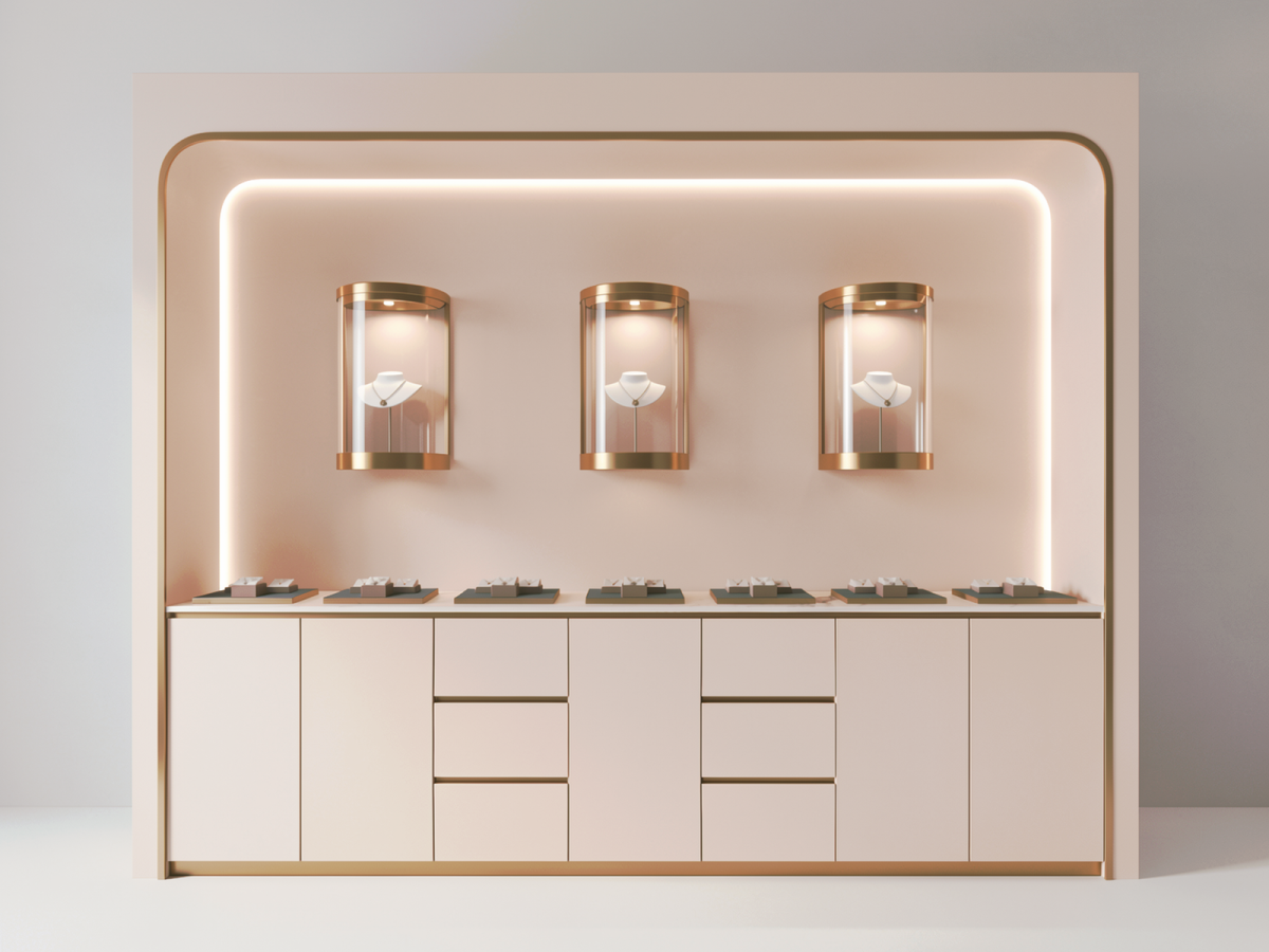 Armoire de présentation pour bijoux haut de gamme avec éclairage LED intégré